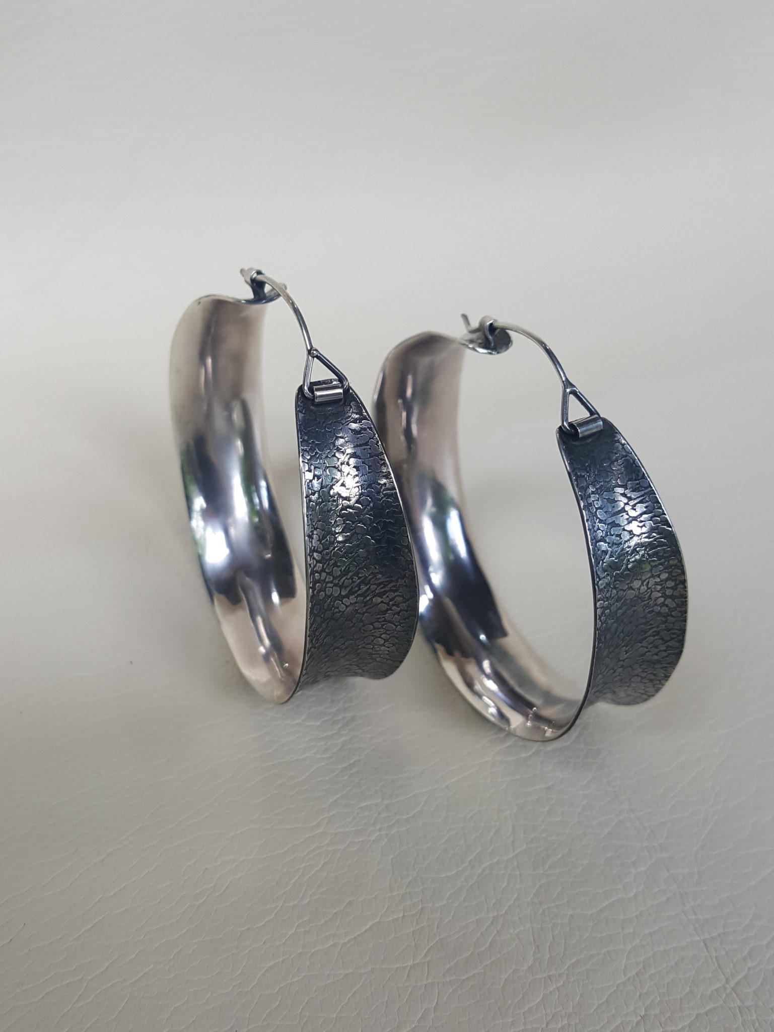 Big Silver Hoop Earrings HandMade Jewelry ebu Jewelry